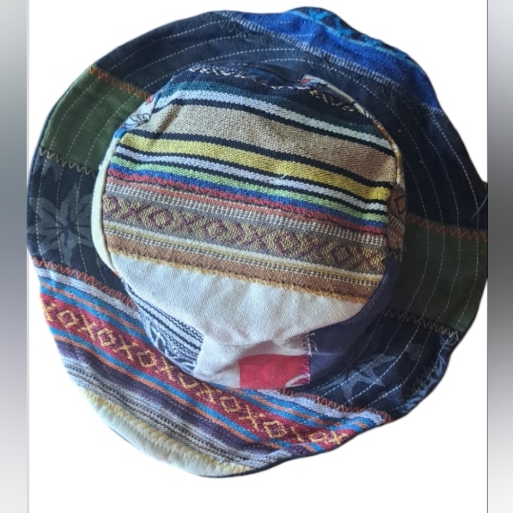 Nwot Nepal Patchwork Hemp Hat - image 4